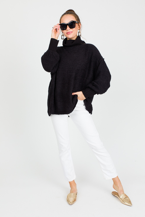 Texture Knit Sweater, Black