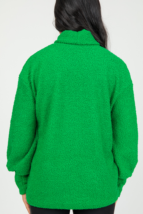 Sherpa Turtleneck Pullover, Green