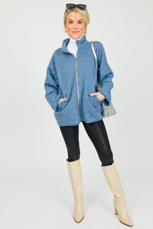 Quilted Zip Jacket, Blue