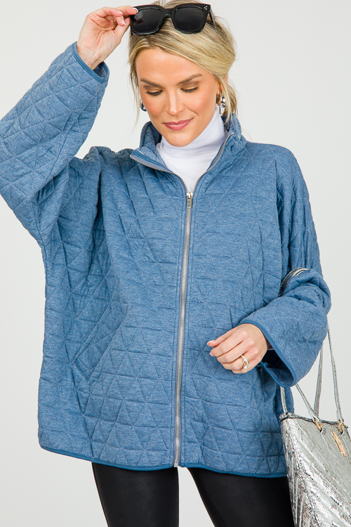 Quilted Zip Jacket, Blue