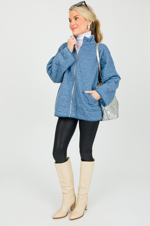 Quilted Zip Jacket, Blue