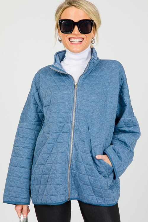 Quilted Zip Jacket, Blue