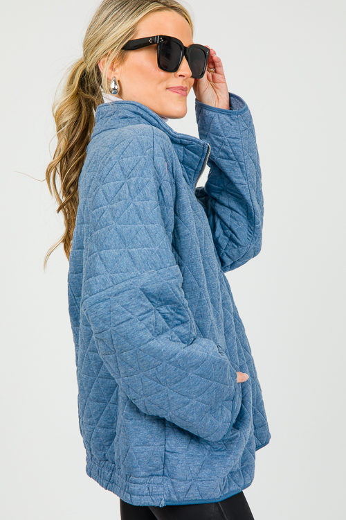 Quilted Zip Jacket, Blue