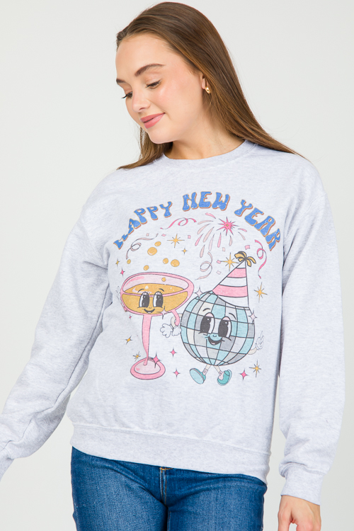 Groovy New Year Sweatshirt, Ash