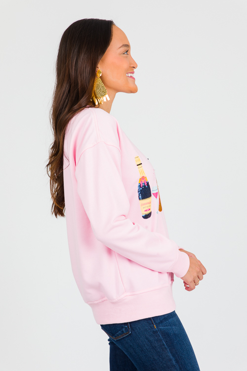 Pink Pop Champagne Sequin Sweatshirt