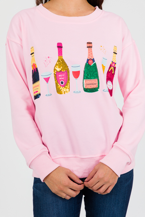 Pink Pop Champagne Sequin Sweatshirt