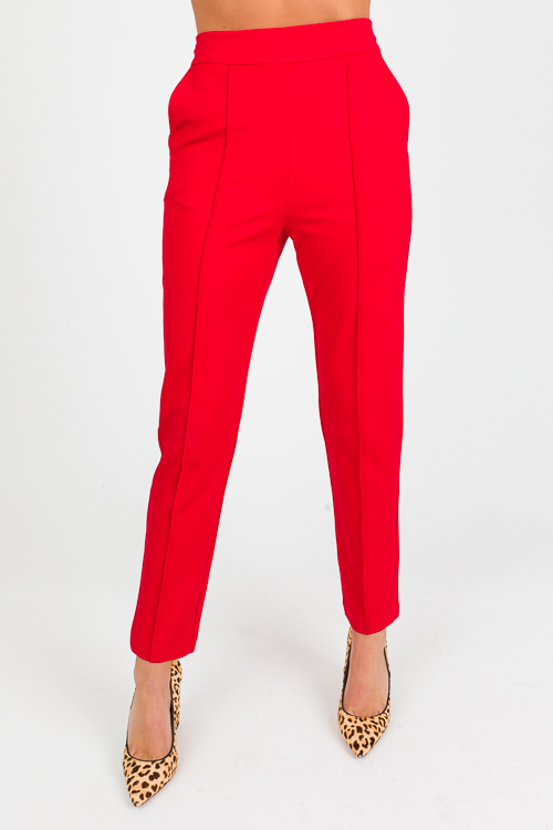 Knit Pintuck Trouser, Scarlet - New Arrivals - The Blue Door Boutique