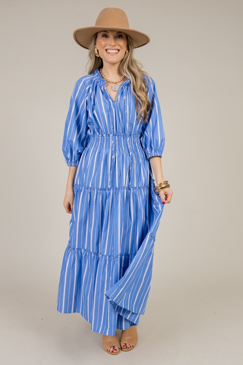 Mable Stripe Midi, Blue/Indigo