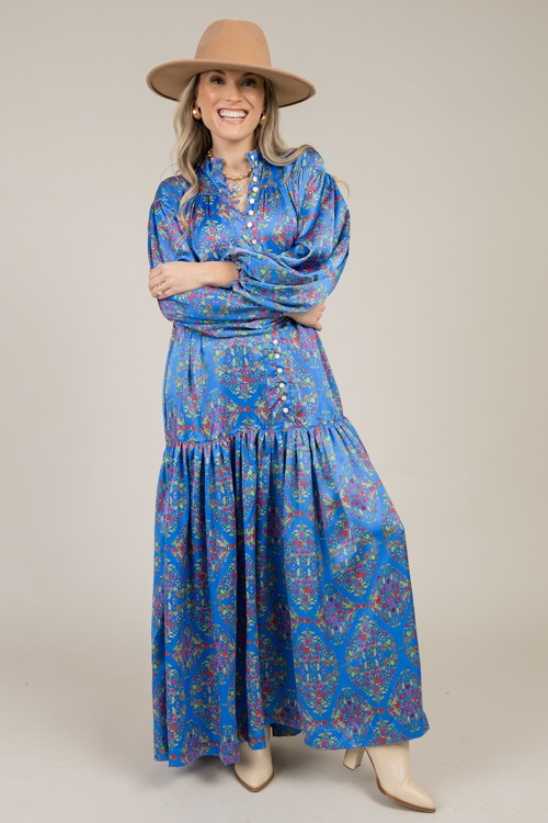 Flower Garden Satin Maxi, Royal