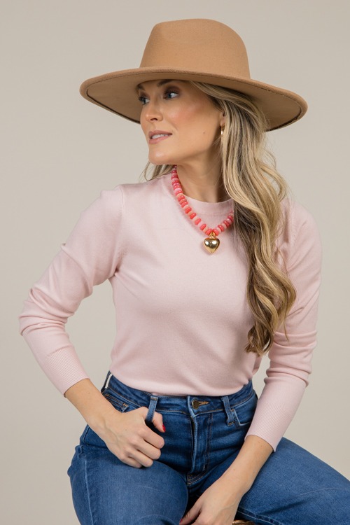 Perfect Basic Sweater, Blush