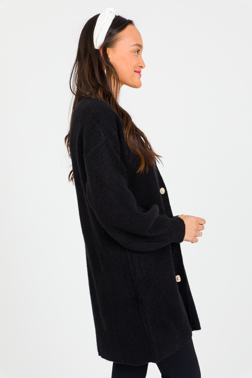 Pearl Button Cardigan, Black