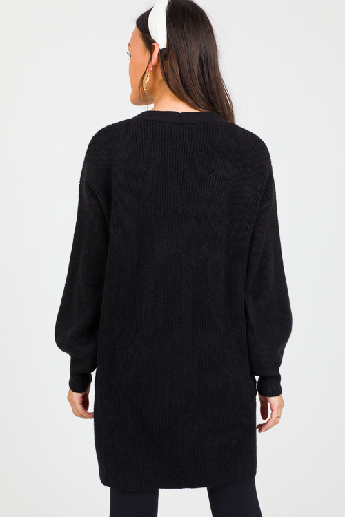 Pearl Button Cardigan, Black