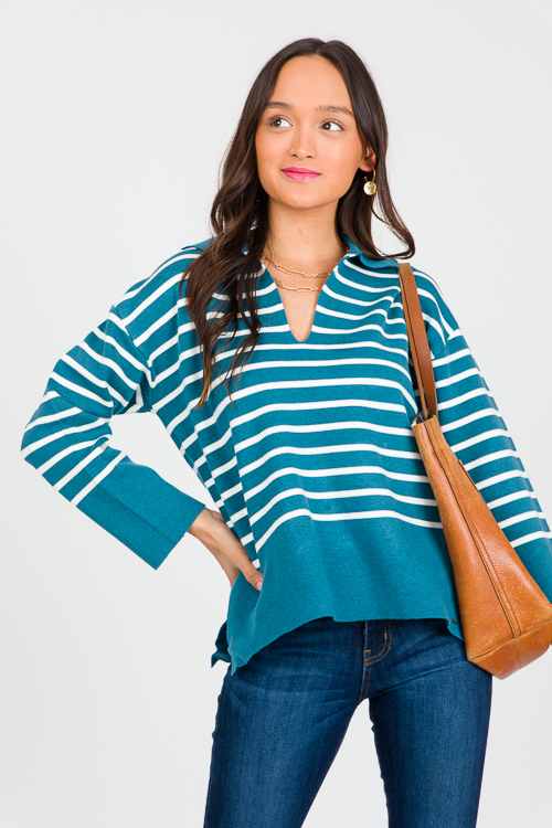 Collared Blue Stripe Sweater