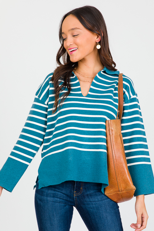 Collared Blue Stripe Sweater