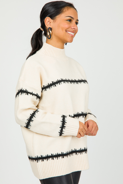 Harley Stripe Sweater, Cream