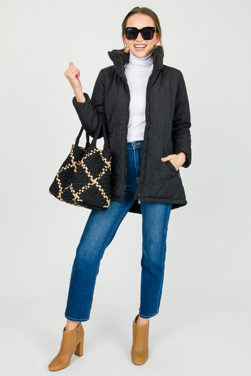 Quincy Quilted Coat, Black