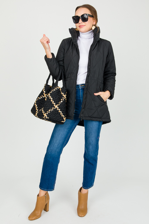 Quincy Quilted Coat, Black