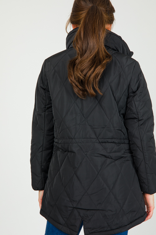 Quincy Quilted Coat, Black