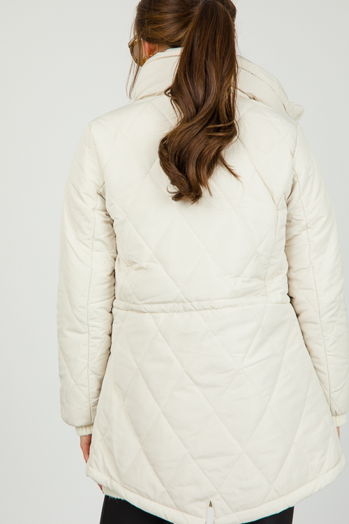 Quincy Quilted Coat, Off White