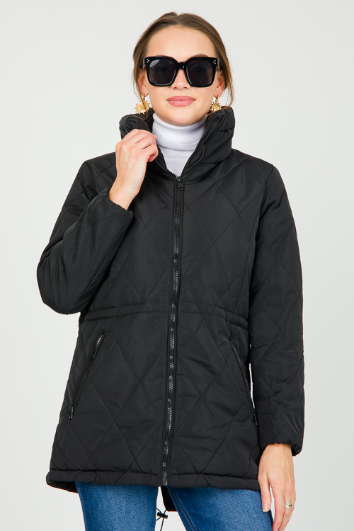 Quincy Quilted Coat, Black