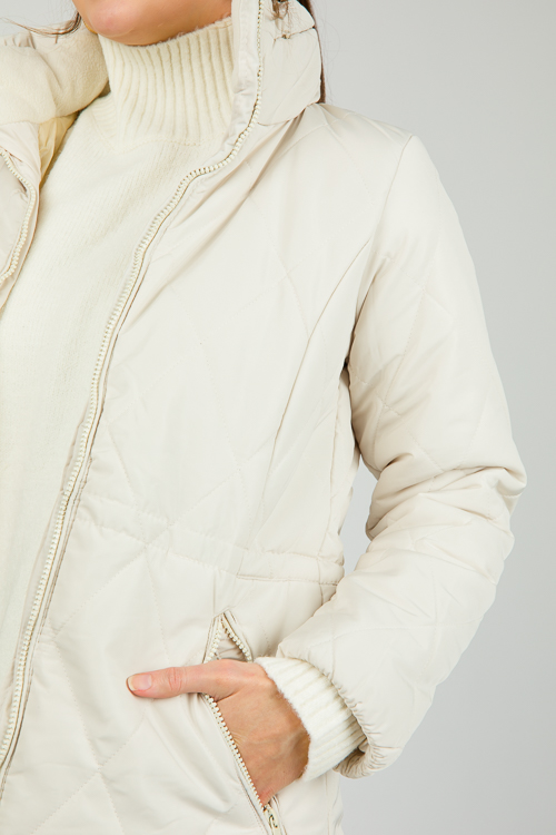 Quincy Quilted Coat, Off White