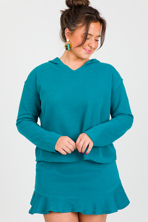 Dahlia Hoodie Skirt Set, Teal