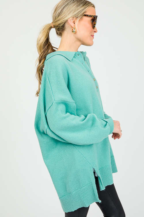 Oversize Collar Button Sweater