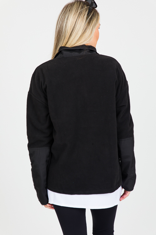 Fleece Side Pocket Pullover, Black