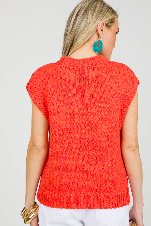 Sonya Sleeveless Sweater, Orange