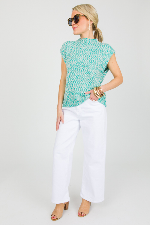 Sonya Sleeveless Sweater, Turquoise