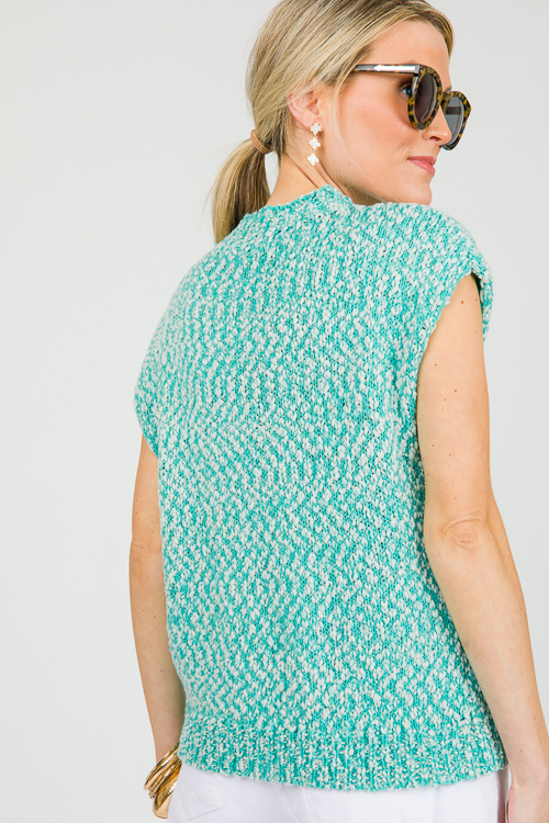 Sonya Sleeveless Sweater, Turquoise