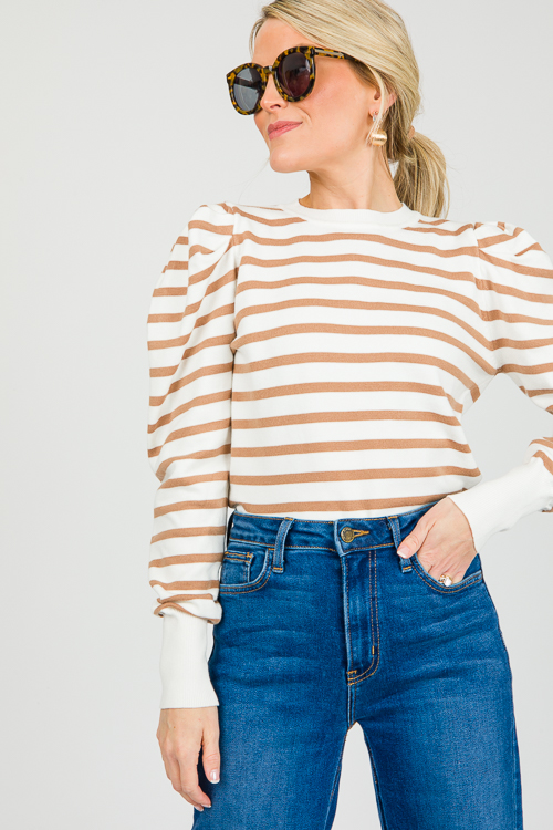 Sweet Stripes Sweater, Taupe