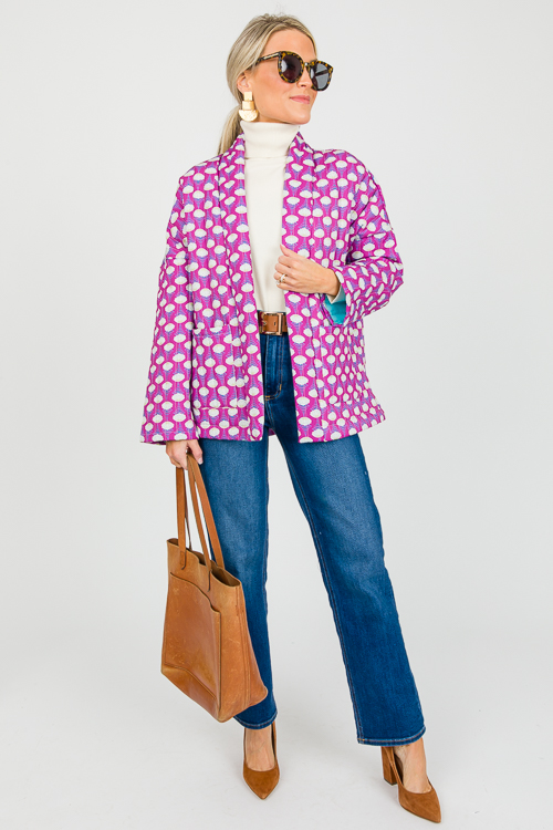 Floral Quilted Jacket, Purple