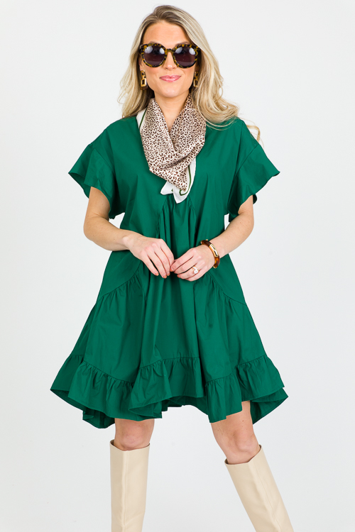 Birdie Cotton Dress, Emerald