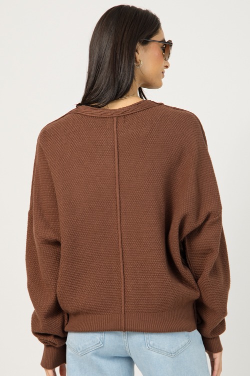 Cable Knit Button Cardi, Brown - 1230-112.jpg