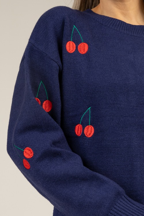 Cherry Embroidery Sweater, Navy - 1230-124h.jpg