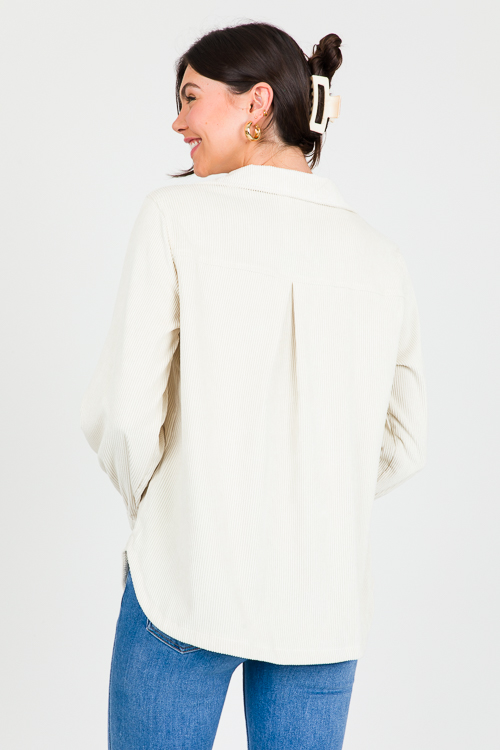 Corded Half Zip Pullover, Ivory