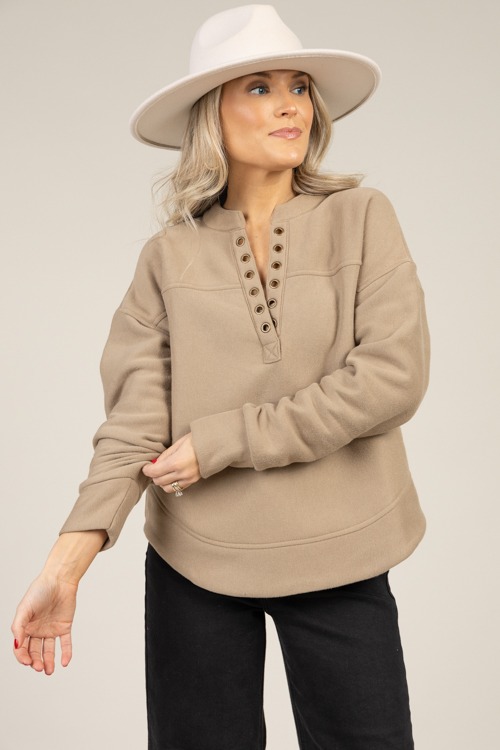 Grommet Pullover, Taupe