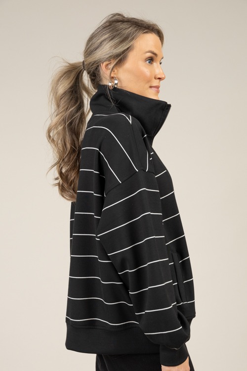 Modal Stripe Half Zip, Black - 1230-92h.jpg