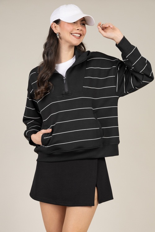 Modal Stripe Half Zip, Black - 1230-95.jpg