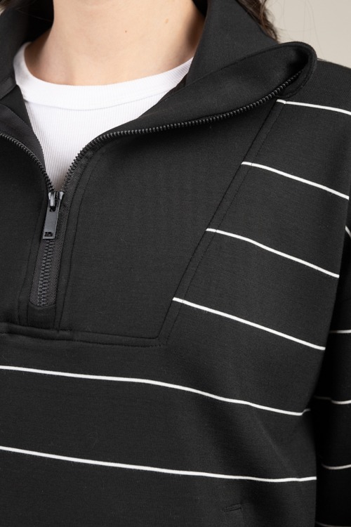 Modal Stripe Half Zip, Black - 1230-98.jpg