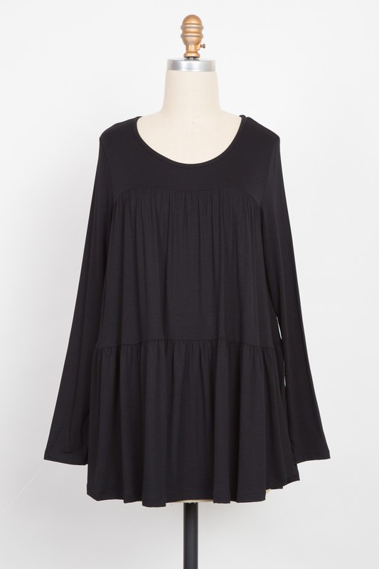 Stretchy Tiered Top, Black
