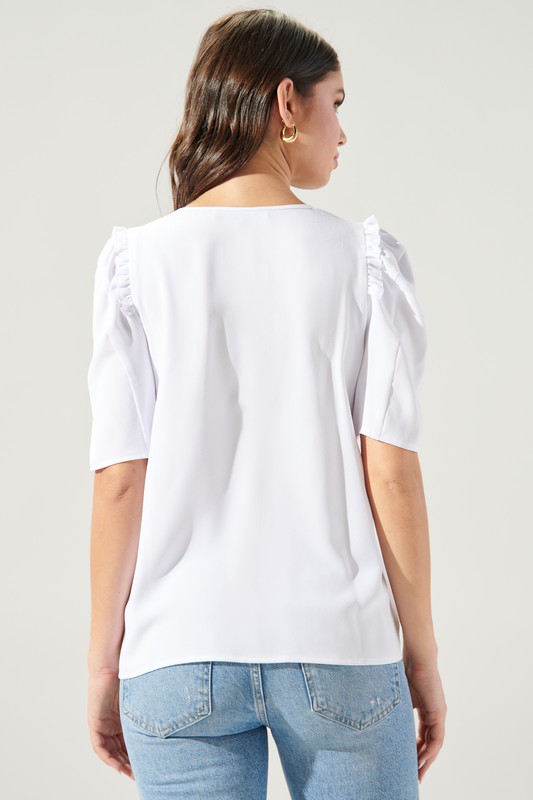 Go Getter Pintuck Top, White