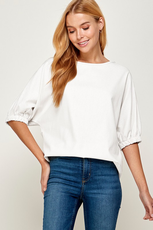 Linen Dolman Top, Off White