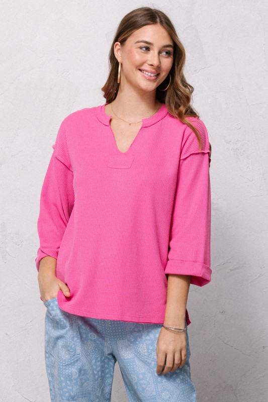 Inverted Seam Knit Top, Bubblegum