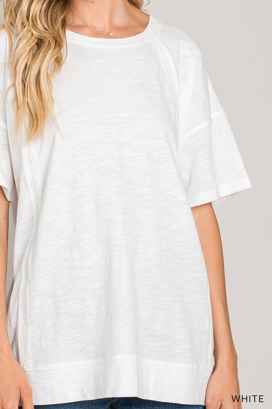 Ladder Trim Tee, White