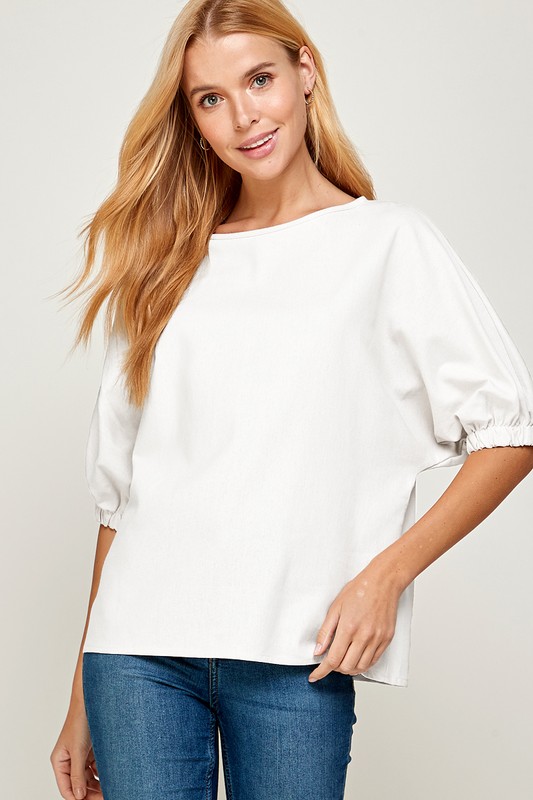 Linen Dolman Top, Off White