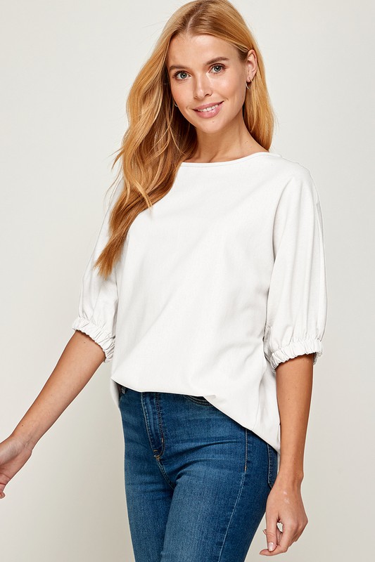 Linen Dolman Top, Off White