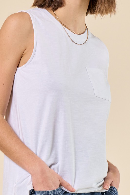 Basic Pocket Tank, Off White