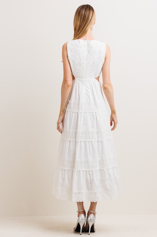 Eyelet Cutout Midi, Off White